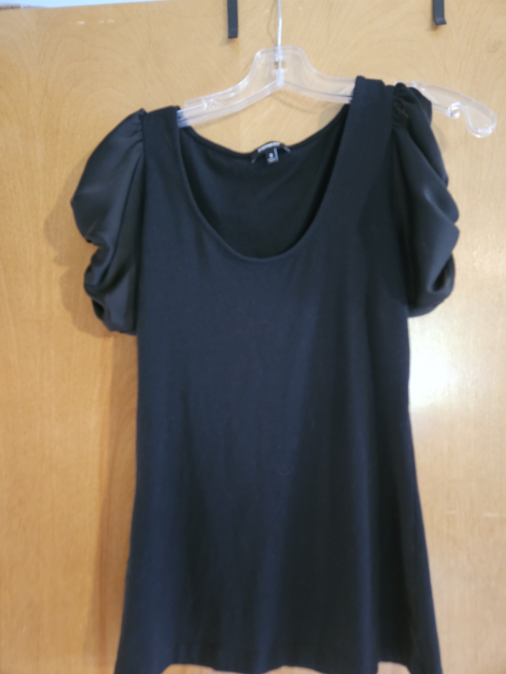 Express Black Puff Sleeve Scoop Neck Top